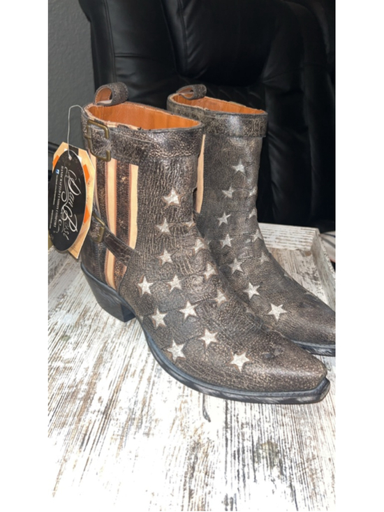 Dan Post Shoes - Women's Dan Post Brown & Beige Star Spangled Ankle Boots & Booties